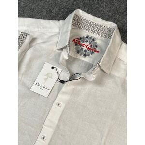 Robert Graham Borsi White Short Sleeve Linen Cotton Classic Fit‎ Shirt